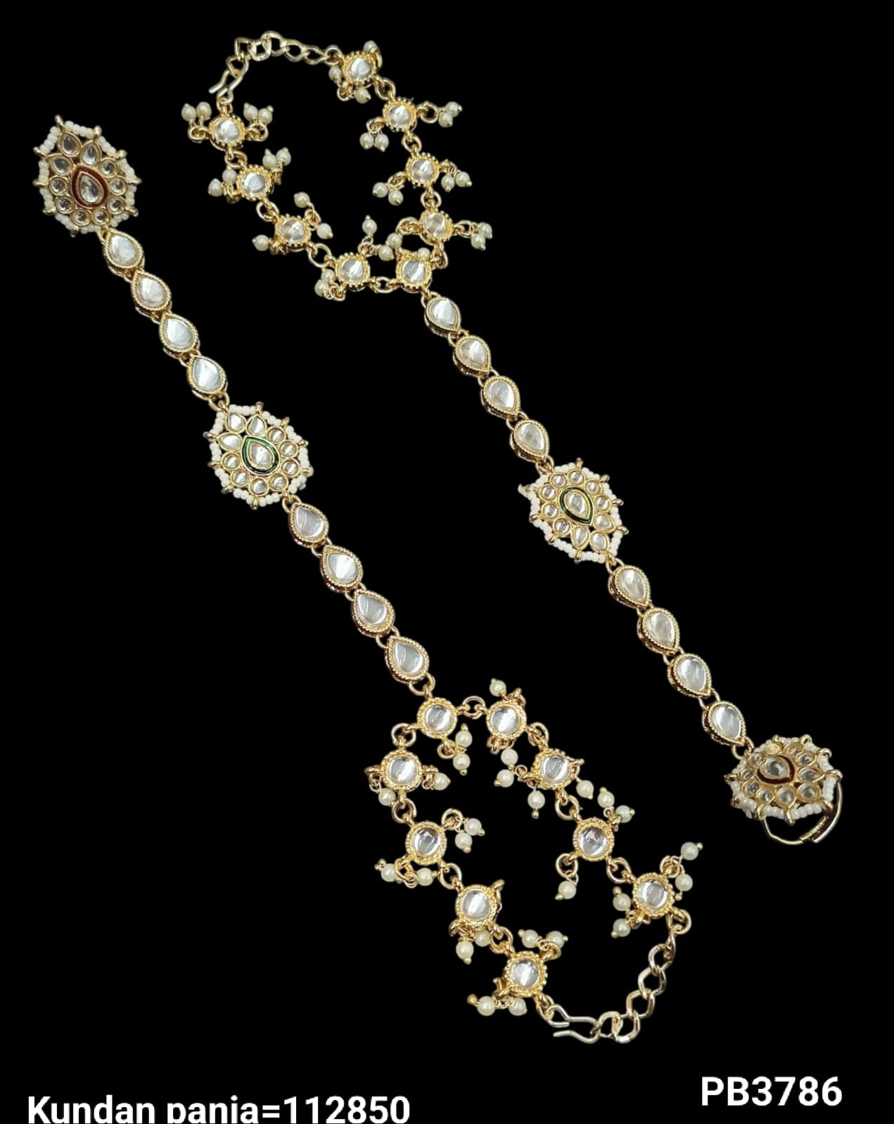 Gold Plated Traditional Kundan Hathpanja Set